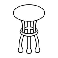 Table. Sketch. Interior element. Vector illustration. Country table on three legs. Curbstone with a round table-top. Outline on isolated background. Furniture for home and office.