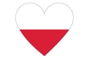 Vector de la bandera del corazón de Polonia sobre fondo blanco.