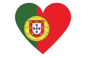 Heart flag vector of Portugal on white background.