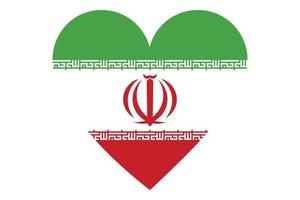 Vector de la bandera del corazón de Irán sobre fondo blanco.