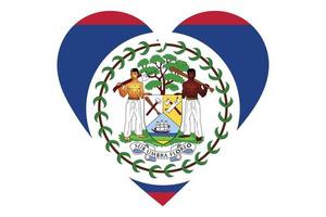 Vector de la bandera del corazón de Belice sobre fondo blanco.