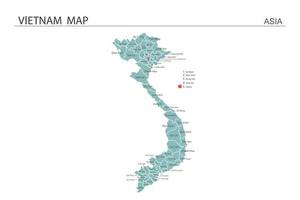 Vietnam map vector illustration on white background. Map have all province and mark the capital city of Vietnam.