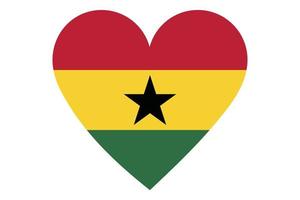 vector de la bandera del corazón de ghana sobre fondo blanco.