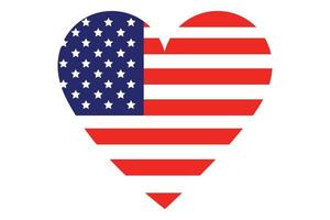 Heart flag vector of USA on white background.