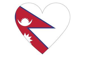 vector de la bandera del corazón de nepal sobre fondo blanco.