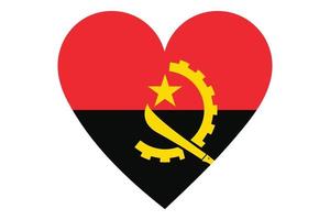 vector de la bandera del corazón de angola sobre fondo blanco.