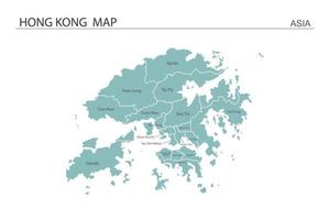 Ilustración de vector de mapa de Hong Kong sobre fondo blanco. el mapa tiene toda la provincia y marca la ciudad capital de hong kong.