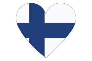 Vector de la bandera del corazón de Finlandia sobre fondo blanco.