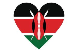 Heart flag vector of Kenya on white background.