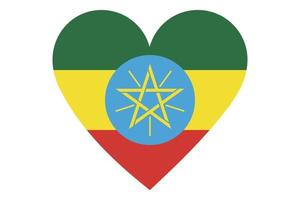 Vector de la bandera del corazón de Etiopía sobre fondo blanco.