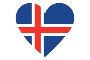 Vector de la bandera del corazón de Islandia sobre fondo blanco.