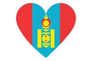 Heart flag vector of Mongolia on white background.