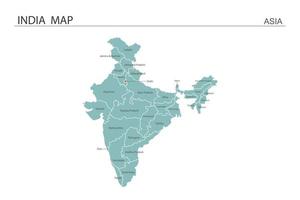 Ilustración de vector de mapa de India sobre fondo blanco. el mapa tiene toda la provincia y marca la ciudad capital de la india.