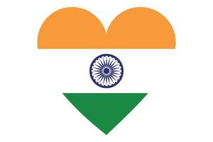 vector de la bandera del corazón de la india sobre fondo blanco.