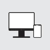 monitor de dispositivo eléctrico con maqueta de ilustración de vector de escritorio de pc de teléfono inteligente