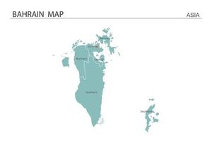 Ilustración de vector de mapa de Bahrein sobre fondo blanco. el mapa tiene toda la provincia y marca la ciudad capital de bahrein.