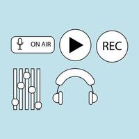 head set volume button play button audio button record on air podcast icon vector symbol