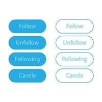 blue follow unfollow cancle button vector icon ui design