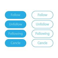 blue follow unfollow cancle button vector icon ui design