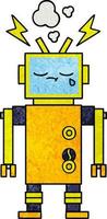 retro grunge texture cartoon malfunctioning robot vector