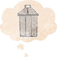 cartoon garbage can and thought bubble in retro textured style vector
