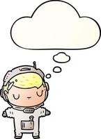 cartoon astronaut and thought bubble in smooth gradient style vector