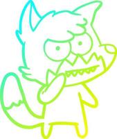 cold gradient line drawing cartoon grinning fox vector