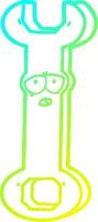 cold gradient line drawing cartoon spanner vector
