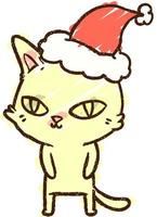 dibujo de tiza de gato navideño vector