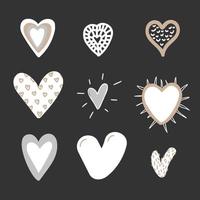 A set of boho-style hearts. Vector illustration for creating Valentine's Day cards in Gothic style