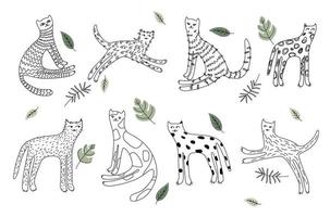 a set of doodle-style hand drow cats vector