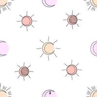 Seamless pattern with sun and moon. vector