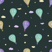 Vector seamless pattern with hot air balloon 3d in 3d style on white background.