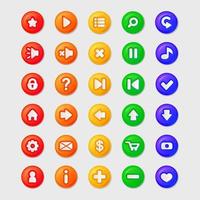 multi-colored buttons for games. cartoon style vector