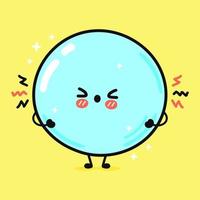 lindo personaje de burbuja de jabón enojado. icono de ilustración de personaje kawaii de dibujos animados dibujados a mano vectorial. aislado sobre fondo amarillo. triste concepto de personaje de burbuja de jabón vector