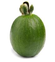 Fresh green feijoa on a white background, isolated. Tropical fruit feijoa whole photo