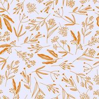 Seamless spring pattern with flowers in line art style vector