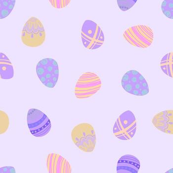 Seamless pattern with different Easter eggs vector