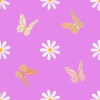 Seamless pattern with flowers on a dark background. vector