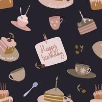Seamless pattern for birthday and holiday tea party. vector