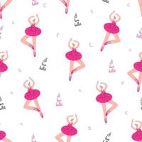 seamless pattern with cheerful ballerinas vector