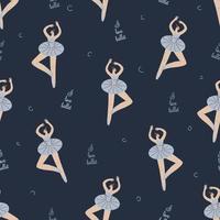 seamless pattern with cheerful ballerinas vector
