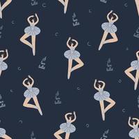 seamless pattern with cheerful ballerinas vector