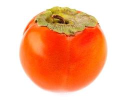 The beautiful ripe persimmon is isolated on a white background. photo