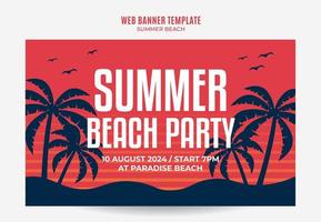 Summer Day - Beach Party Web Banner for Social Media Poster, banner, space area and background vector