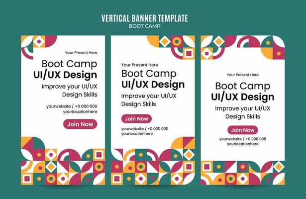 Modern Geometry - Bootcamp Web Banner for Social Media Vertical Poster, banner, space area and background