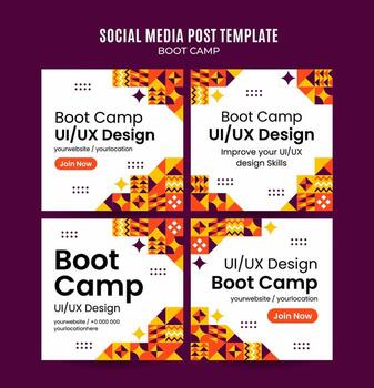 Modern Geometry - Bootcamp Web Banner for Social Media Square Poster, banner, space area and background vector