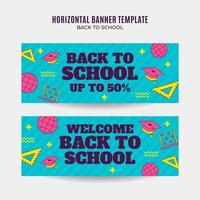 Back to School Web Banner for Social Media Horizontal Poster, banner, space area and background vector