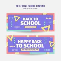 Back to School Web Banner for Social Media Horizontal Poster, banner, space area and background vector