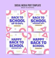 Back to School Web Banner for Social Media Square Poster, banner, space area and background vector